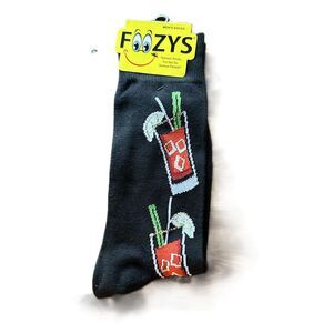 Foozys Black Novelty Cocktail Pattern Crew Socks Mens One Size New